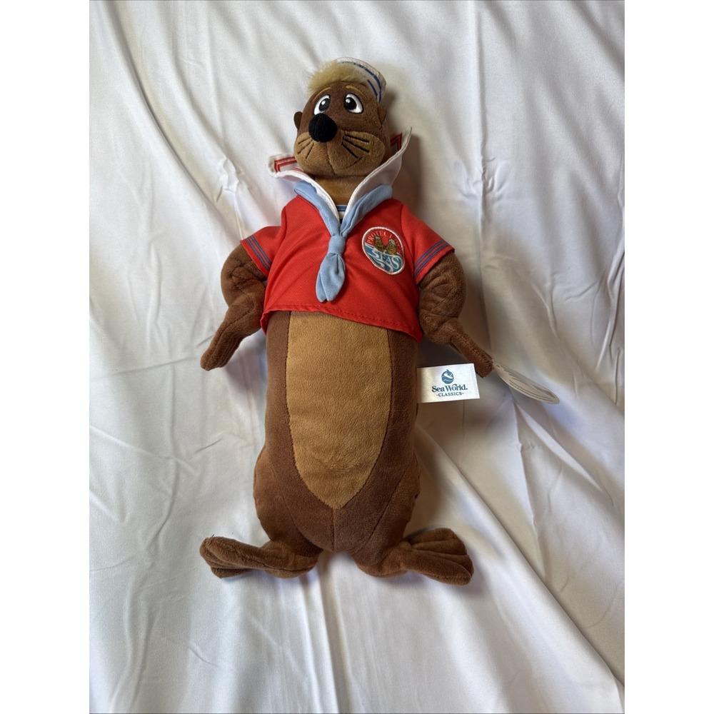 SeaWorld Classics plush toy of Seamore the Sea Lion, dressed in a sailor outfit